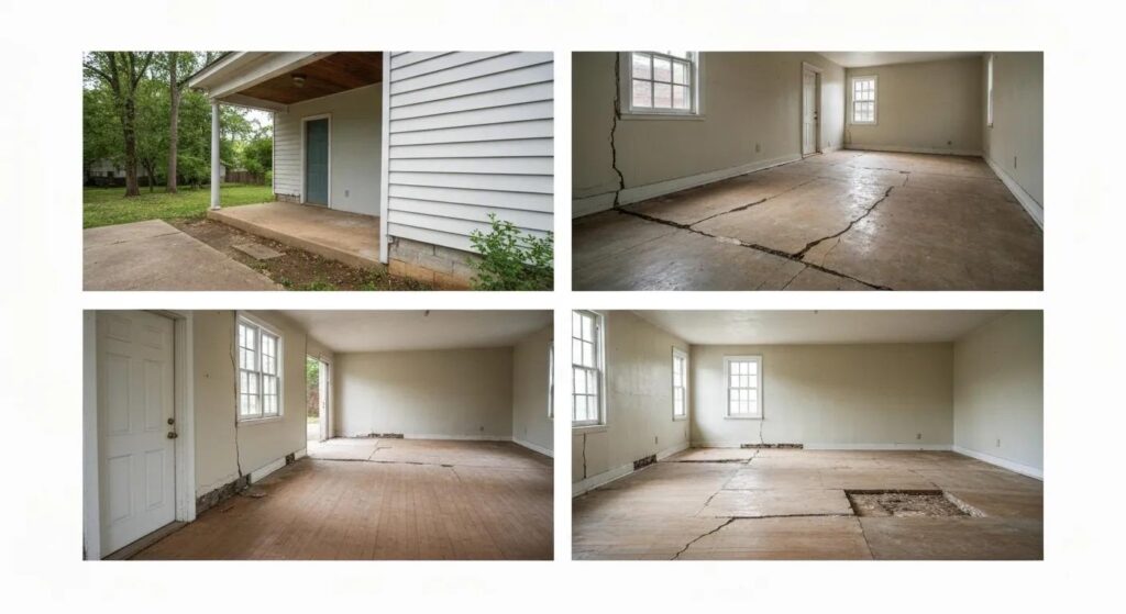 Nashville home with visible foundation cracks and uneven floors